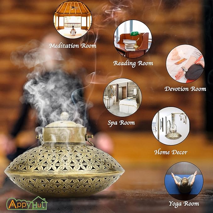 Hanging Incense Burner, Cone Charcoal Resin Incense Holder,Vintage Antique Home Room Wall Decor,House Warming Spiritual Reiki Yoga Meditation Gifts for Women Men,Zen Hippie Bohemian Boho Decor