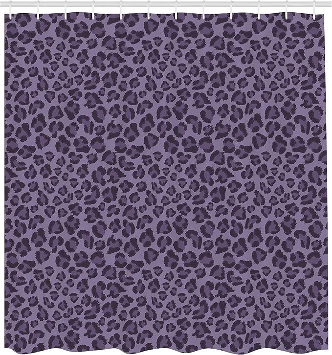 Ambesonne Animal Print Shower Curtain, Leopard Skin Wildlife Safari Design Creative Contemporary Art, Cloth Fabric Bathroom Decor Set with Hooks, 69" W x 70" L, Pale Eggplant