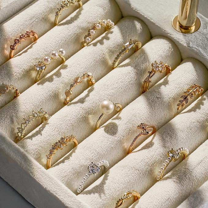 Jewelry Organizer Stand for Necklaces, Bracelets, Earrings, Rings, Beige | 3 Tier Velvet Bracelet Holder Display | Jewelry Organizers and Storage | Jewelry Tree | Jewelry Towers