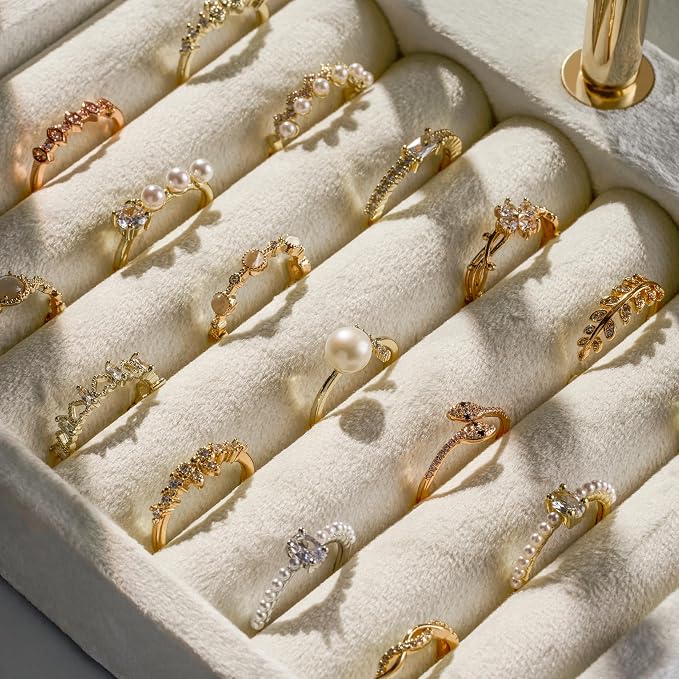 Jewelry Organizer Stand Display, 3 Tier Velvet Bracelet Holder, Beige | Jewelry Organizers and Storage | Jewelry Tree | Jewelry Towers for Necklaces, Bracelets, Earrings, Rings