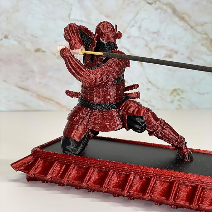 Incense Holder with Storage Box Japanese Samurai Warrior Incense Burner Ash Catcher Asian Spiritual Zen Meditation Gift Traditional Art