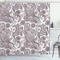 Ambesonne Paisley Shower Curtain, Ethnic Art Swirly Flowers Leaves Floral Pattern Bohemian Style Country Print, Cloth Fabric Bathroom Decor Set with Hooks, 69" W x 70" L, Mauve Taupe Ivory