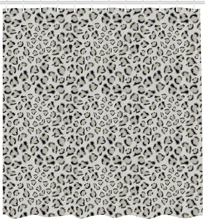 Ambesonne Animal Print Shower Curtain, Leopard Skin Wildlife Safari Design Creative Contemporary Art, Cloth Fabric Bathroom Decor Set with Hooks, 69" W x 84" L, Pale Grey