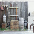 Ambesonne Agriculture Shower Curtain, Western Wooden Barn Countryside Bucolic Rural House Folk Vintage Scenery, Cloth Fabric Bathroom Decor Set with Hooks, 69" W x 84" L, Brown Grey