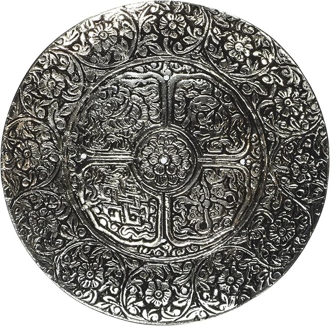Triloka, Incense Holder Aluminum Asta Mangala Round 5 Inch