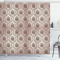 Ambesonne Damask Shower Curtain, Vintage Style Floral Pattern Abstract Romantic Bouquet Greenery Art Print, Cloth Fabric Bathroom Decor Set with Hooks, 69" W x 70" L, Warm Taupe