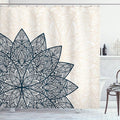 Ambesonne Ethnic Shower Curtain, Floral Mandala Middle Eastern Oriental Swirled Lines Art Print, Cloth Fabric Bathroom Decor Set with Hooks, 69" W x 75" L, Dark Sky