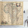 Ambesonne Antique Shower Curtain, Old Map of Africa Continent Historic Rustic Manuscript Geography, Cloth Fabric Bathroom Decor Set with Hooks, 69" W x 84" L, Brown Sand