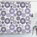 Ambesonne Floral Shower Curtain, Abstract Medallion Pattern Round Shape with Leaves Balls Floral Flowers, Cloth Fabric Bathroom Decor Set with Hooks, 69" W x 70" L, Purple White