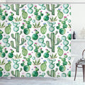Ambesonne Green Shower Curtain, Mexican Texas Cactus Plants Spikes Cartoon Like Print, Cloth Fabric Bathroom Decor Set with Hooks, 69" W x 75" L, Lime Green Pale Pink