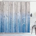 Ambesonne Rustic Shower Curtain, Wood Panels Background Digital Tones Effect Country House Art Image, Cloth Fabric Bathroom Decor Set with Hooks, 69" W x 75" L, Azure Blue