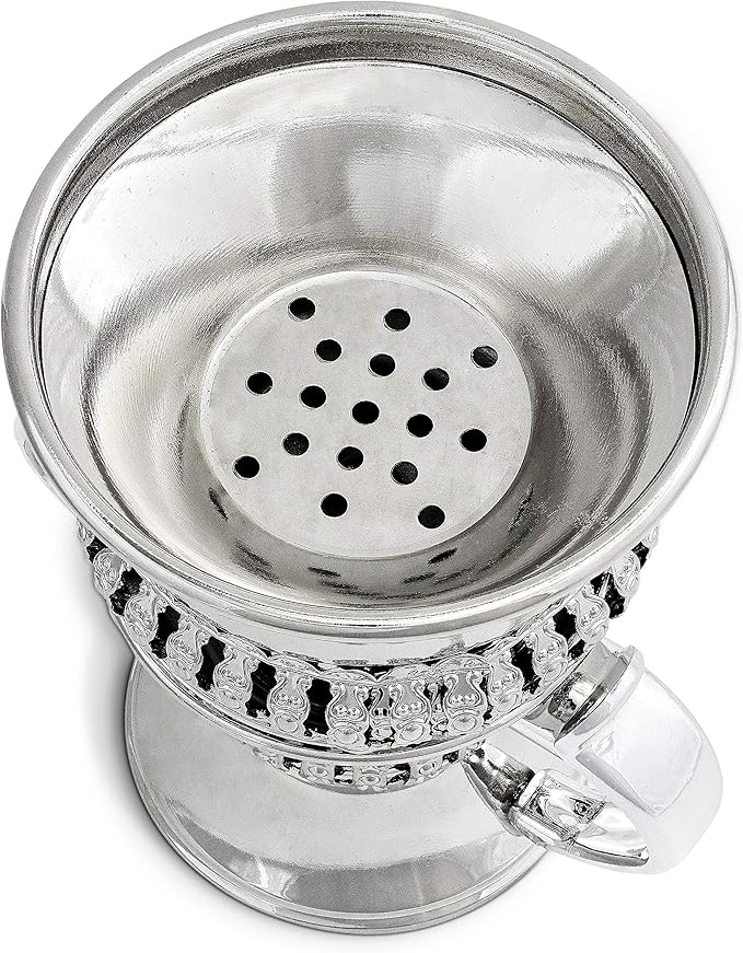 AM Regal Metal Incense Burner - Bakhoor Burner Mubkhara – Frankincense Resin Burner - Ideal for Yoga, Spa & Aromatherapy (Silver)