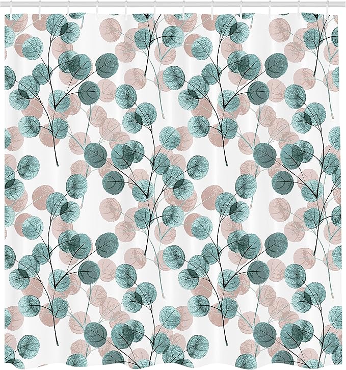 Ambesonne Nature Shower Curtain, Soft Colored Bay Leaf Watercolor Branches Growth Essence Image Print, Cloth Fabric Bathroom Decor Set with Hooks, 69" W x 75" L, Almond Green