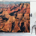Ambesonne American Shower Curtain, View of The Famous Majestic Grand Canyon Red Rocks Different Cliff Base Elevations, Cloth Fabric Bathroom Decor Set with Hooks, 69" W x 70" L, Brown