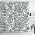 Ambesonne Paisley Shower Curtain, Ethnic Swirly Flowers Leaves Floral Pattern Bohemian Style Country Print, Cloth Fabric Bathroom Decor Set with Hooks, 69" W x 70" L, Laurel Green Blush