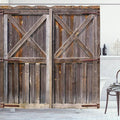 Ambesonne Rustic Shower Curtain, Old Wooden Barn Door of Farmhouse Oak Countryside Village Board Rural Life Photo Print, Cloth Fabric Bathroom Decor Set with Hooks, 75 Long, Brown