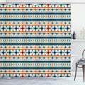 Ambesonne Abstract Shower Curtain, Tribal Abstract Seamless Aztec Geometrical Prehistoric Pattern, Cloth Fabric Bathroom Decor Set with Hooks, 69" W x 70" L, Blue White and Orange