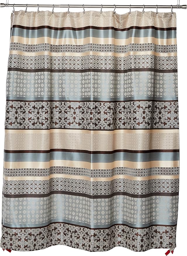 Madison Park Princeton Geometric Jacquard Fabric, Transitional Shower Curtains for Bathroom, 72 X 72, Blue, MP70-3039, 72x72