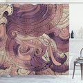 Ambesonne Abstract Shower Curtain, Ocean Inspired Graphic Paisley Pattern Swirled Hand Drawn Artwork Print, Cloth Fabric Bathroom Decor Set with Hooks, 69" W x 84" L, Eggplant Peach