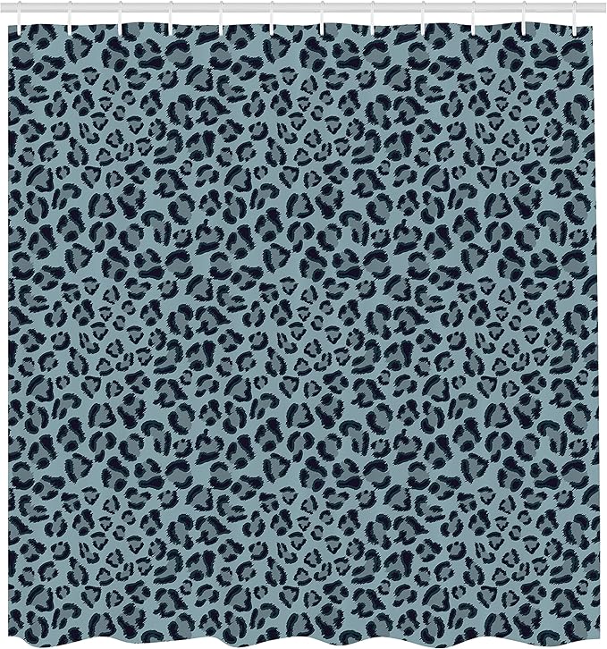 Ambesonne Animal Print Shower Curtain, Leopard Skin Wildlife Safari Design Creative Contemporary Art, Cloth Fabric Bathroom Decor Set with Hooks, 69" W x 70" L, Grey Blue