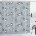 Ambesonne Winter Shower Curtain, Doodle Style Pattern with Bullfinch Birds with Xmas Hats and Snow, Cloth Fabric Bathroom Decor Set with Hooks, 69" W x 70" L, Bluegrey White
