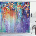 Ambesonne Flower Shower Curtain, Abstract Herbs Alternative Medicine Blossoms Ivy Back Florets Shrubs Design, Cloth Fabric Bathroom Decor Set with Hooks, 69" W x 70" L, Ceil Blue
