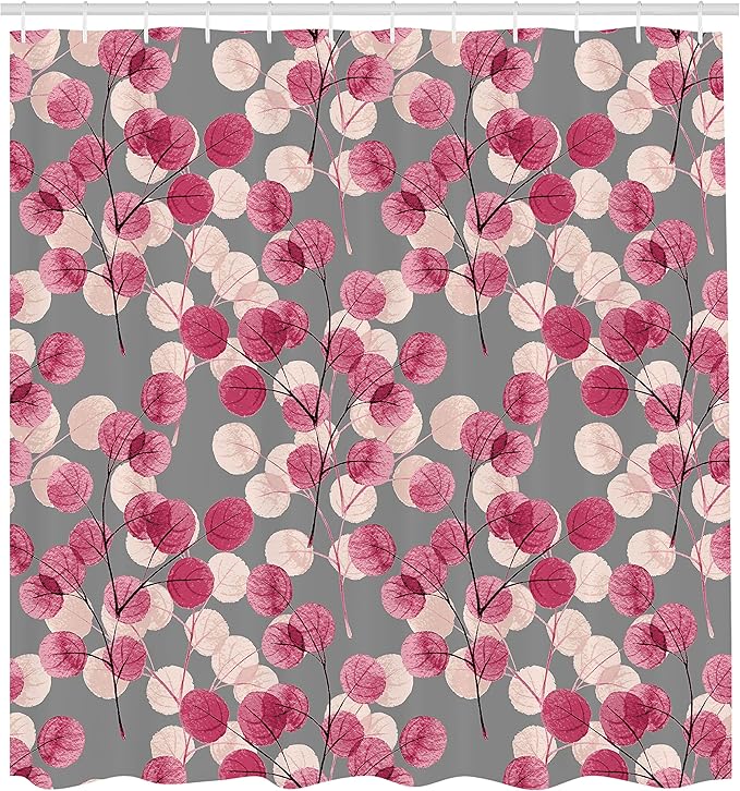 Ambesonne Nature Shower Curtain, Soft Colored Bay Leaf Watercolor Branches Growth Essence Image Print, Cloth Fabric Bathroom Decor Set with Hooks, 69" W x 75" L, Pale Reseda