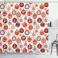 Ambesonne Christmas Shower Curtain, Classical Themed Old Fashioned Celebration Carols Winter Design Patterns, Cloth Fabric Bathroom Decor Set with Hooks, 69" W x 84" L, White Vermilion