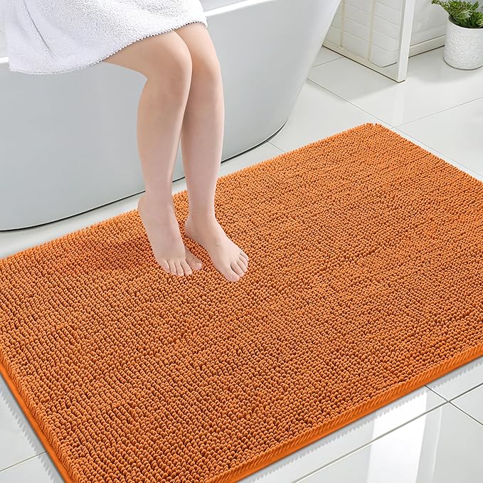 OLANLY Large Bathroom Rugs 44x32, Extra Soft Absorbent Chenille Bath Rugs, Rubber Backing Quick Dry, Machine Washable Bath Mats for Bathroom Floor, Tub and Shower, Home Decor Accessories, Clay