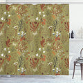 Ambesonne Floral Shower Curtain, Vintage Garden Plants Herbs Flowers Botanical Classic Design Illustration, Cloth Fabric Bathroom Decor Set with Hooks, 69" W x 70" L, Dark Orange