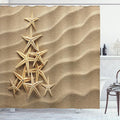 Ambesonne Starfish Shower Curtain, Christmas Tree from Shells on The Sand Maritime Summer Coast Holiday Vacation, Cloth Fabric Bathroom Decor Set with Hooks, 69" W x 70" L, Beige
