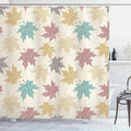 Ambesonne Leaf Shower Curtain, Pattern Colored Maple Leaves Seasonal Nature Inspired Ecology Artwork Print, Cloth Fabric Bathroom Decor Set with Hooks, 69" W x 70" L, Burgundy Teal Beige
