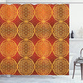 Ambesonne Victorian Shower Curtain, Vintage Style Flower with Medieval Tones Rococo Baroque Esoteric Motif, Cloth Fabric Bathroom Decor Set with Hooks, 69" W x 84" L, Mustard Orange