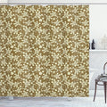 Ambesonne Floral Shower Curtain, Spring Season Inspired Baroque Style Flowers Leaves Art Design, Cloth Fabric Bathroom Decor Set with Hooks, 69" W x 70" L, Brown Caramel