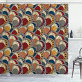 Ambesonne African Shower Curtain, Paisley Motifs Geometric Design Dots Lines Teardrop Shape Curved Tip, Cloth Fabric Bathroom Decor Set with Hooks, 69" W x 75" L, Charcoal Multicolor